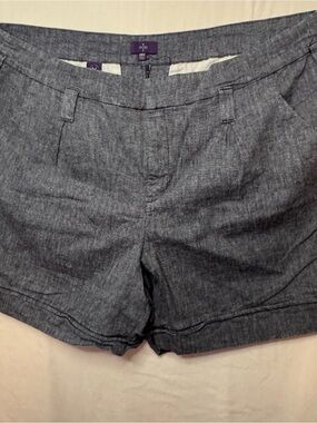 NYDJ Charcoal Gray Linen-Blend Bermuda Shorts
